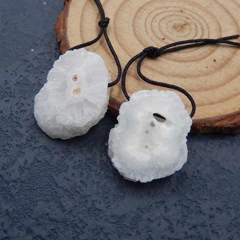 Nature White Geode Quartz Druzy Earring Beads 22X17X6mm, 7.3g