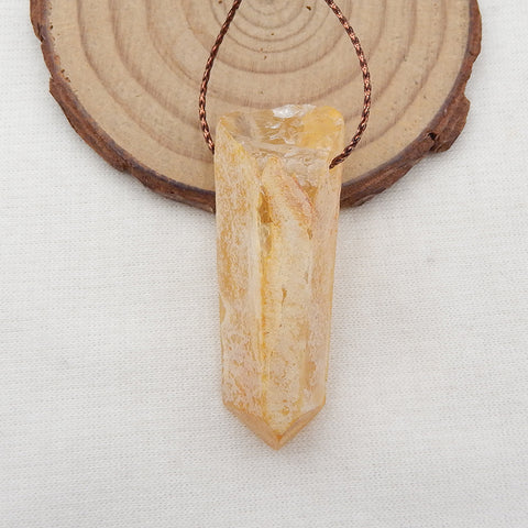 Natural Yellow Quartz Pendant Bead 47x17x14mm, 16g