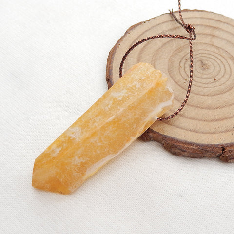 Natural Yellow Quartz Pendant Bead 47x17x14mm, 16g