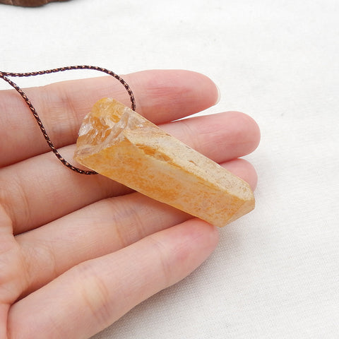 Natural Yellow Quartz Pendant Bead 47x17x14mm, 16g