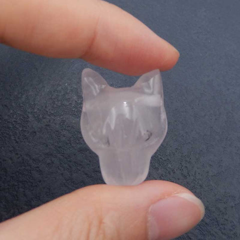 Natural Rose Quartz Carved leopard head Pendant Bead 26x20x14mm, 9.1g