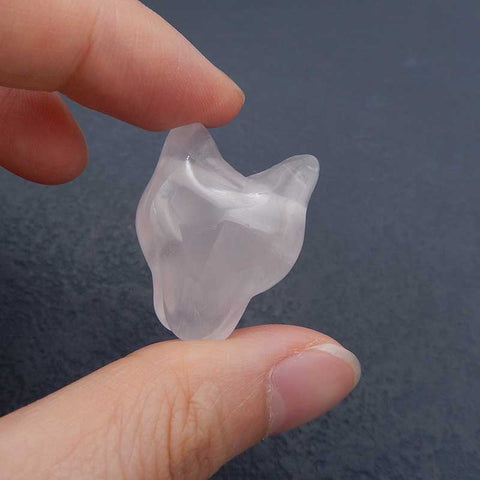 Natural Rose Quartz Carved leopard head Pendant Bead 26x20x14mm, 9.1g