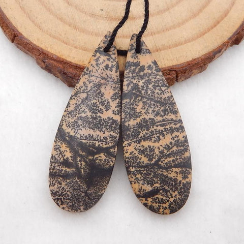 Boucles d'oreilles Chohua Jasper Teardrop pierre naturelle pour la fabrication de boucles d'oreilles, 38x13x4mm, 5.7g