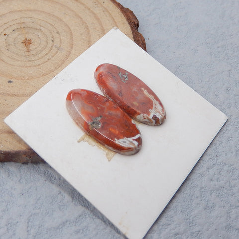 Natural Crazy Lace Agate Cabochons Paired  21x10x3mm, 2.4g