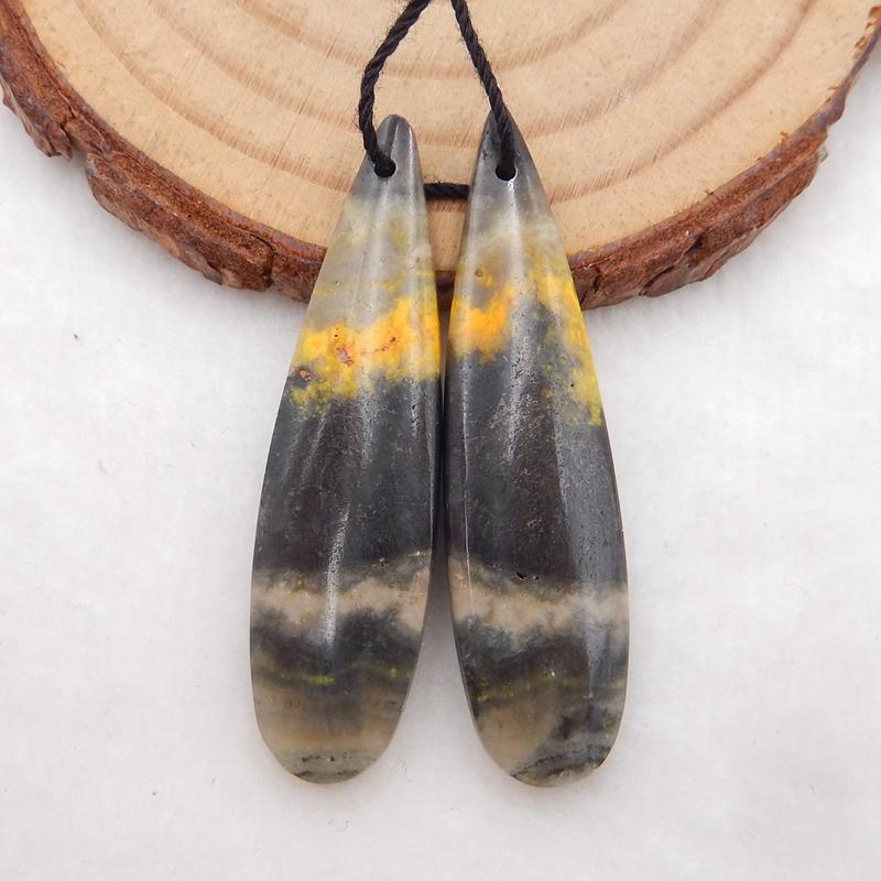 Natural BumbleBee Jasper Earring Beads 42x11x4mm, 5.5g