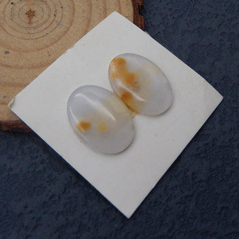 Natural Agate Cabochons Paired 19x14x2mm, 2.5g