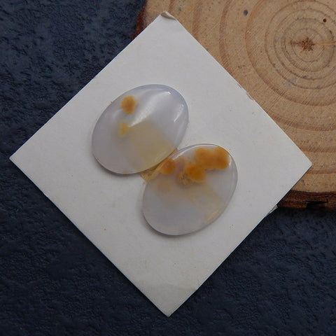 Natural Agate Cabochons Paired 19x14x2mm, 2.5g