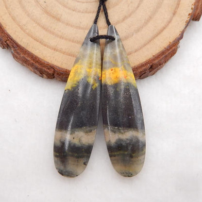 Natural BumbleBee Jasper Earring Beads 42x11x4mm, 5.5g