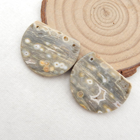 Natural Ocean Jasper Earring Beads 24x30x3mm, 8.5g