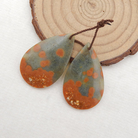 Natural Ocean Jasper Earring Beads 35x22x4mm, 9.7g