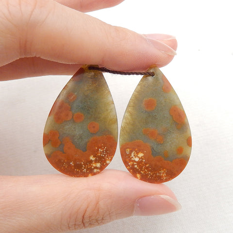 Natural Ocean Jasper Earring Beads 35x22x4mm, 9.7g