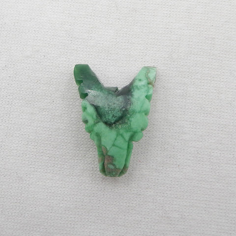 Natural Green Turquoise Carved wolf head Pendant Bead 23x17x9mm, 3.3g