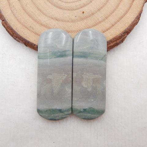 Natural Wave Jasper Cabochons Paired 35X13X3mm, 6.5g