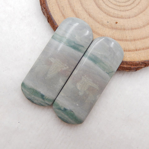 Natural Wave Jasper Cabochons Paired 35X13X3mm, 6.5g