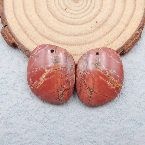 Natural Red Creek Jasper Earring Beads 22x19x6mm, 8.4g