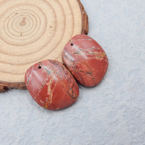 Natural Red Creek Jasper Earring Beads 22x19x6mm, 8.4g