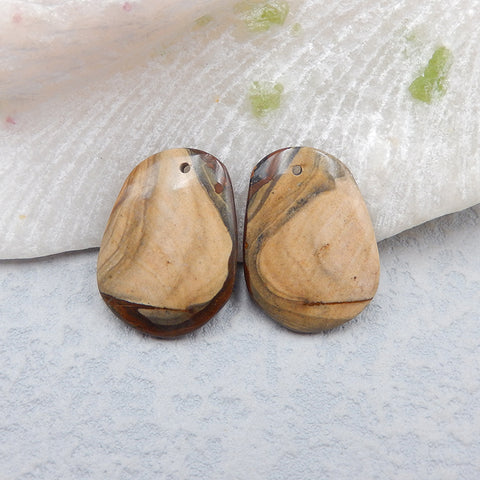 Natural Biggs Jasper Earring Beads 25X18X4mm, 4.8g