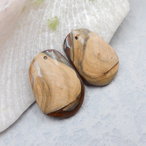 Natural Biggs Jasper Earring Beads 25X18X4mm, 4.8g