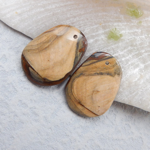 Natural Biggs Jasper Earring Beads 25X18X4mm, 4.8g