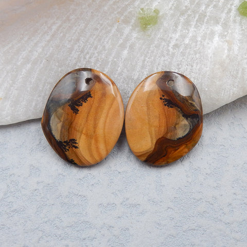 Natural Biggs Jasper Earring Beads 20X17X3mm, 3.5g