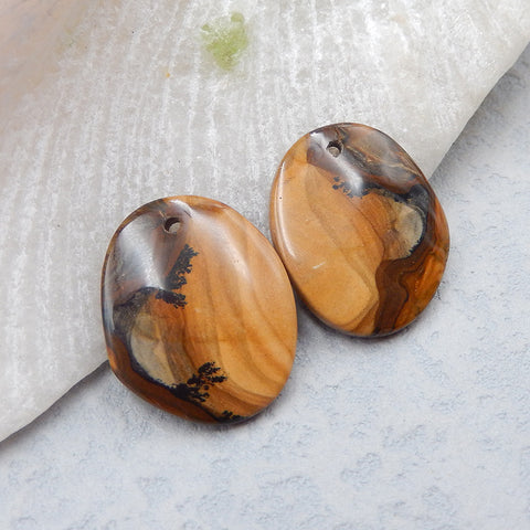 Natural Biggs Jasper Earring Beads 20X17X3mm, 3.5g