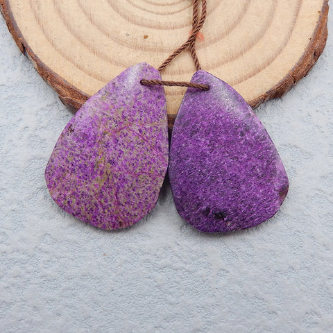 Paire de boucles d'oreilles en pierre violette africaine, pierre de forme libre pour la fabrication de boucles d'oreilles, 30X21X3mm, 6.2g