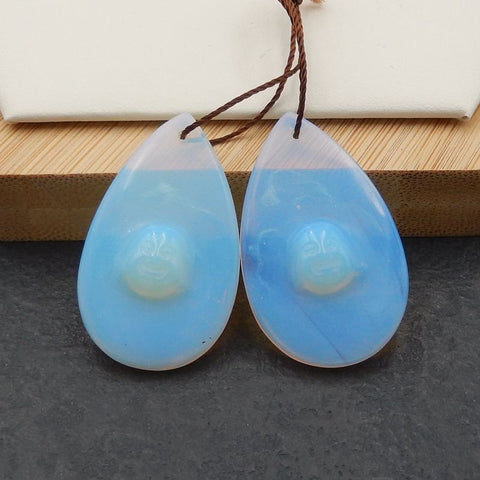 Opalite Carved buddha Earring Beads 34x21x6mm, 9.9g