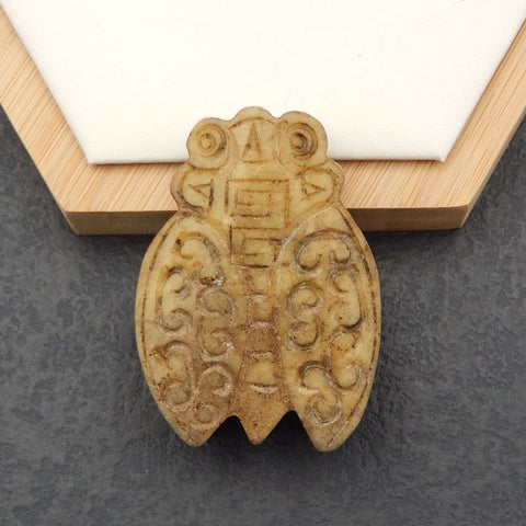 Natural Nephrite Jade Carved Cicada Pendant Bead,58x43x17mm, 60g