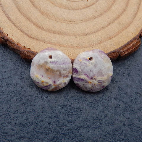 Natural Purple Lace Agate Earring Beads 14X3mm, 2.6g