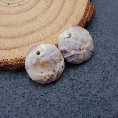 Paire de boucles d'oreilles percées en agate de dentelle violette naturelle, 14 x 3 mm, 2,6 g