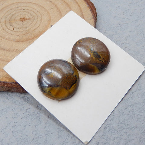 Paire de cabochons en œil de tigre naturel, 15 x 5 mm, 4,55 g