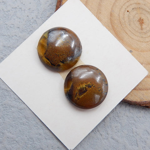 Natural Tiger's Eye Cabochons Paired 15x5mm, 4.6g