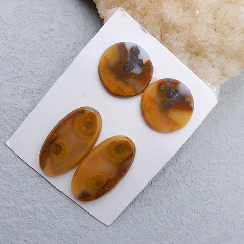 4 paires de cabochons en agate naturelle, 31 x 16 x 3 mm, 20 x 3 mm, 7,13 g.