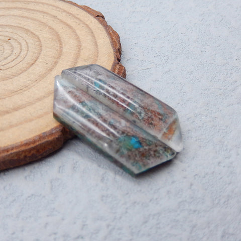 Intarsia of Chrysocolla And White Quartz Cabochons Paired 30x9x5mm, 4.8g