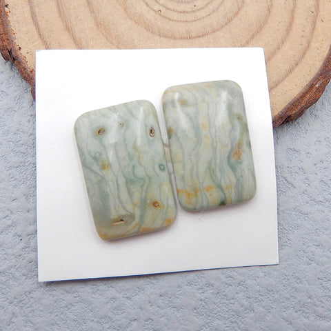 Natural Wave Jasper Cabochons Paired 21x13x4mm, 4.5g