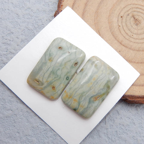 Natural Wave Jasper Cabochons Paired 21x13x4mm, 4.5g