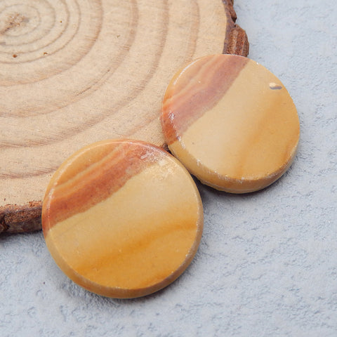 Paire de cabochons ronds en jaspe naturel US Biggs Picture 18 mm, 20 x 20 x 3 mm, 5,36 g