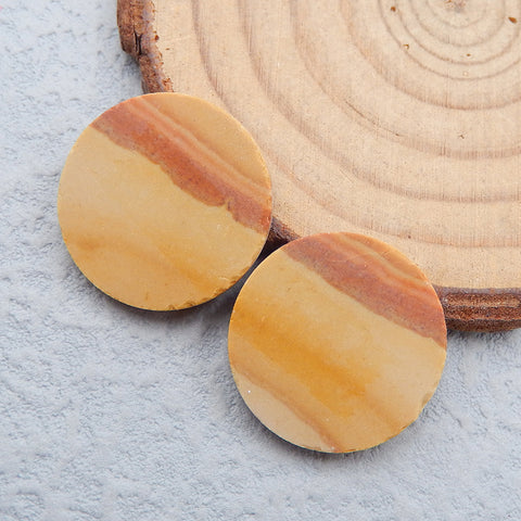 Natural Landscape Jasper Cabochons Paired 20x20x3mm, 5.4g