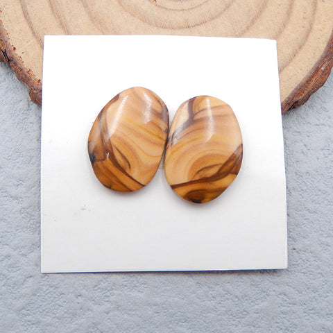 Natural Biggs Jasper Cabochons Paired 17X12X3mm, 2.2g