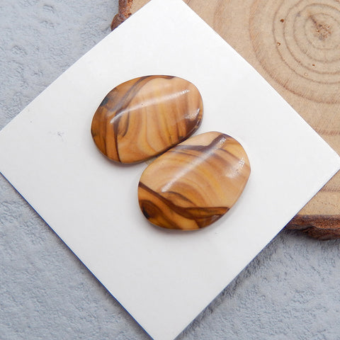 Natural Biggs Jasper Cabochons Paired 17X12X3mm, 2.2g