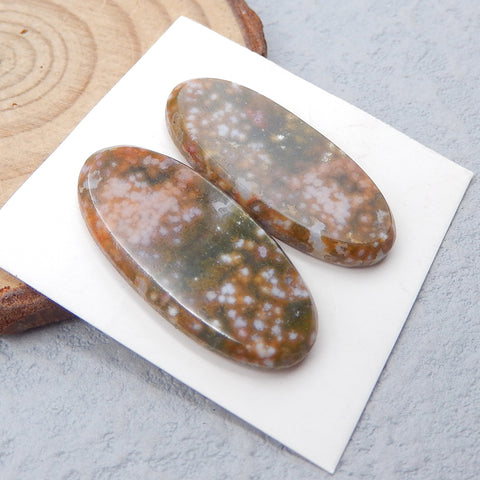 Natural Ocean Jasper Cabochons Paired 29x14x4mm, 5.8g