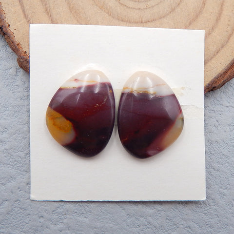 Natural Mookaite Jasper Cabochons Paired 19X15X4mm, 3.6g