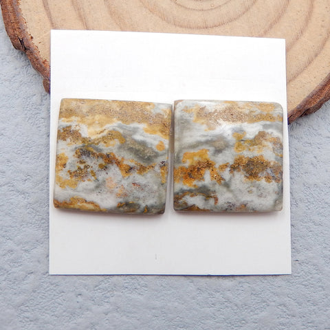 Natural Ocean Jasper Cabochons Paired 18X18X3mm, 4.5g