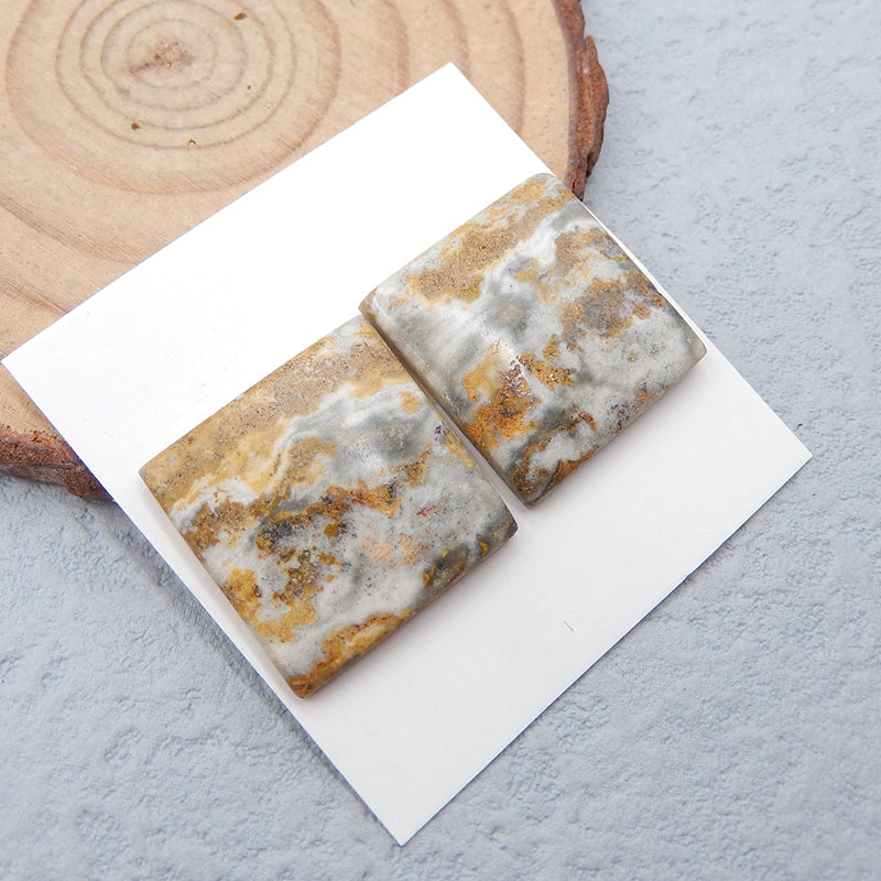 Natural Ocean Jasper Cabochons Paired 18X18X3mm, 4.5g