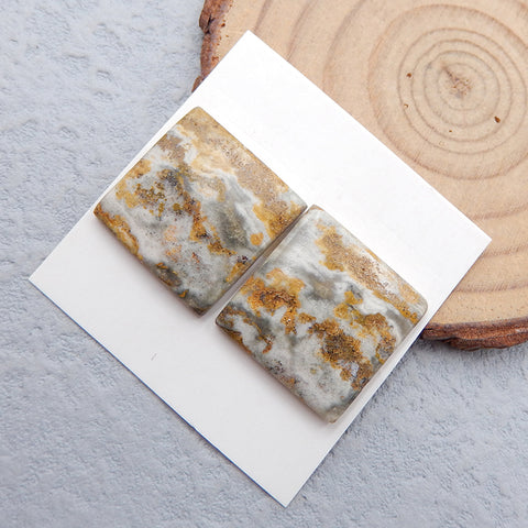 Natural Ocean Jasper Cabochons Paired 18X18X3mm, 4.5g