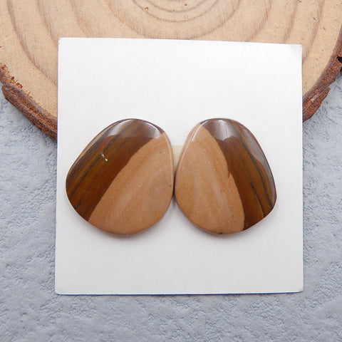 Paire de cabochons Us Biggs Jasper Gemstone, 18 x 16 x 3 mm, 3,3 g