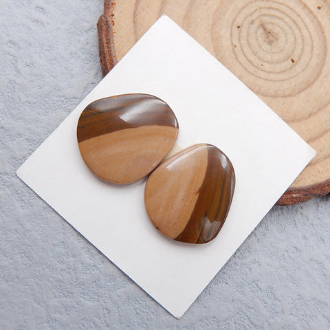 Paire de cabochons Us Biggs Jasper Gemstone, 18 x 16 x 3 mm, 3,3 g