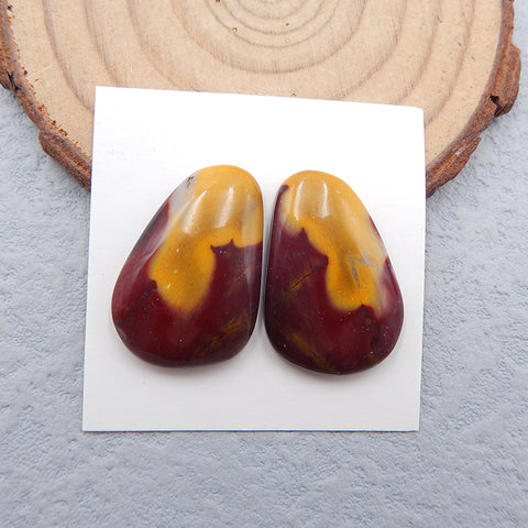 Mookaite Jasper Cabochon 一对 24X16X4mm, 5.4g