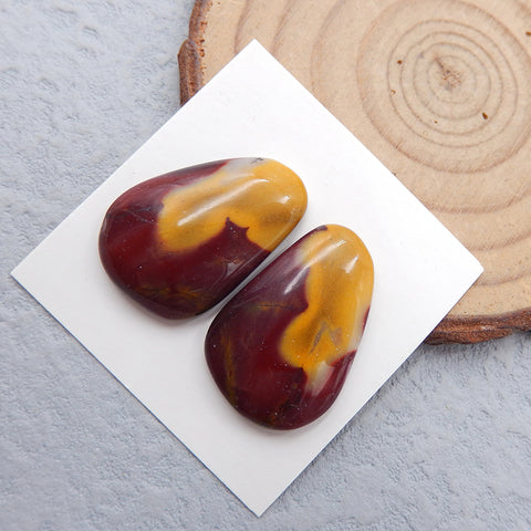 Natural Mookaite Jasper Cabochons Paired 24X16X4mm, 5.4g