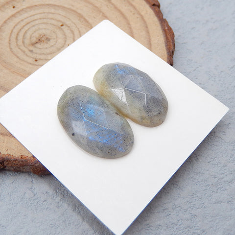 Natural Labradorite Cabochons Paired 20x12x4mm, 3.6g